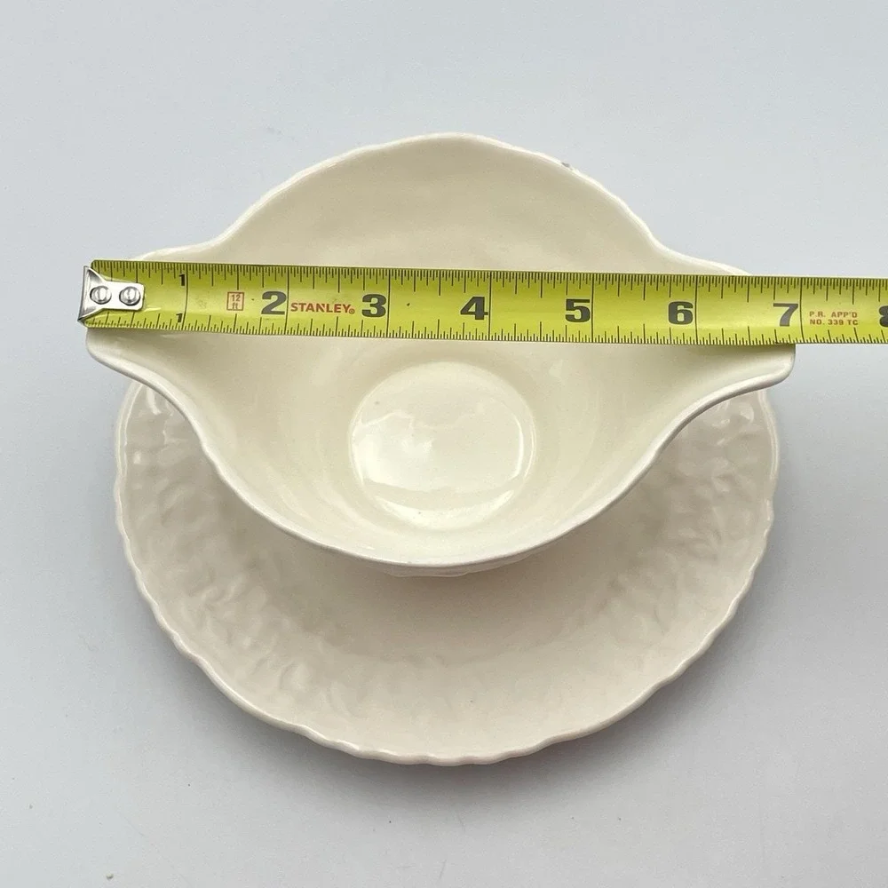 Vintage 1960s Pope Gosser China‎ Rose Point Gravy Boat Attached Underplate USA